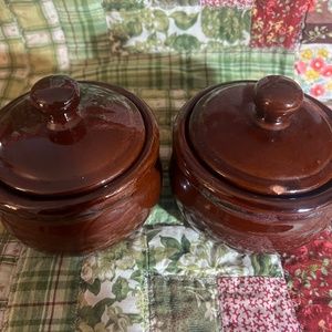 Brown, Handcrafted, Ceramic Soup Bowls, with Lids